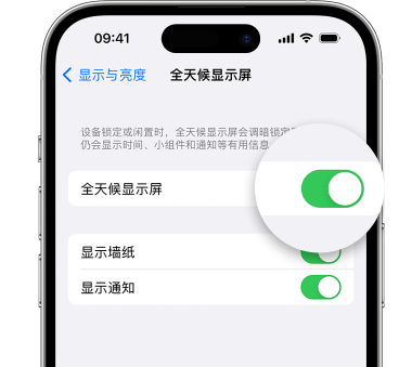 昆山苹果15预约维修分享iPhone15如何设置全天候显示屏幕可见 